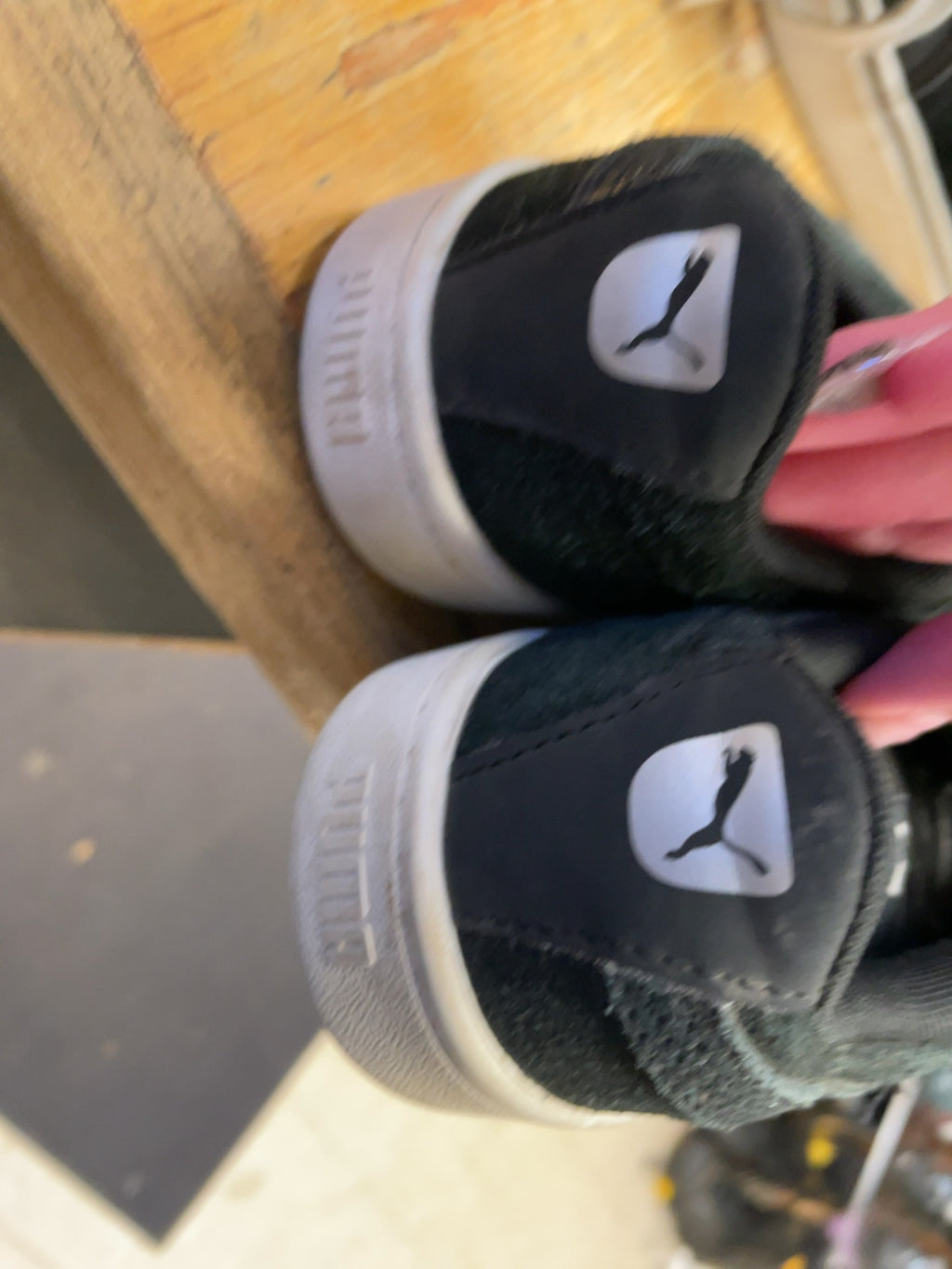 Puma Smash v2 Size 1.5C Black Suede Sneakers