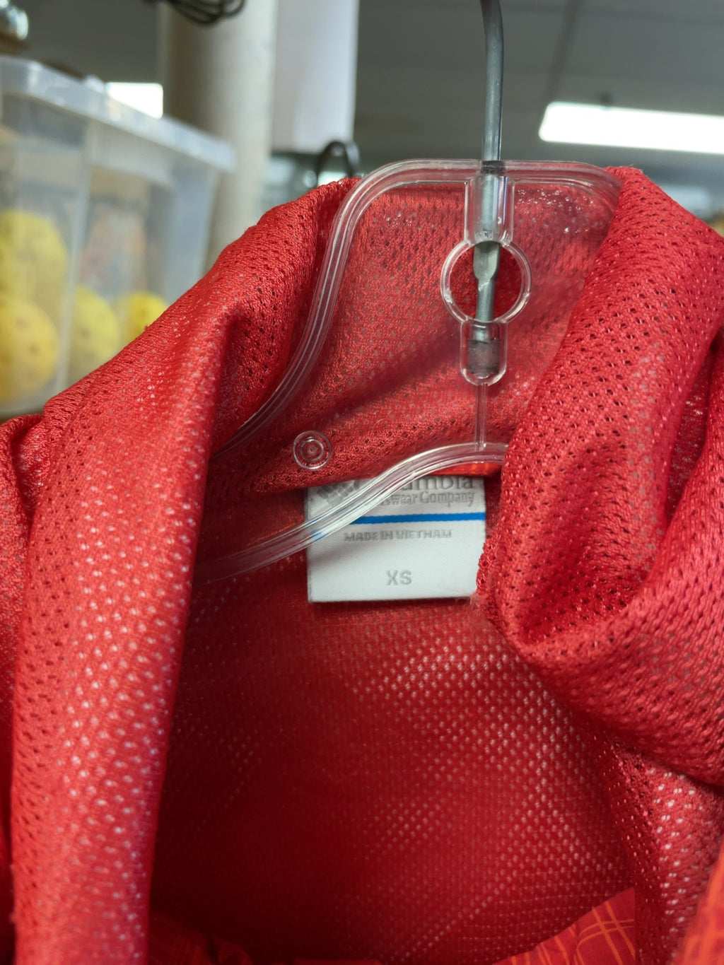 Columbia Plaid Hooded Rain Jacket XS Red