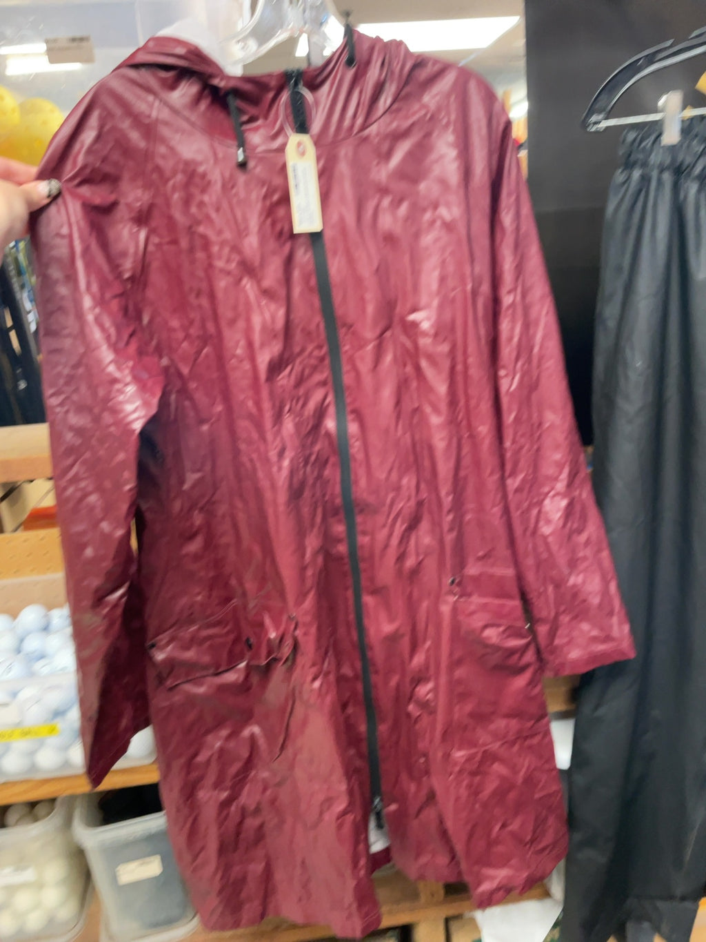 Rains Waterproof Long Rain Jacket Size L/XL Burgundy