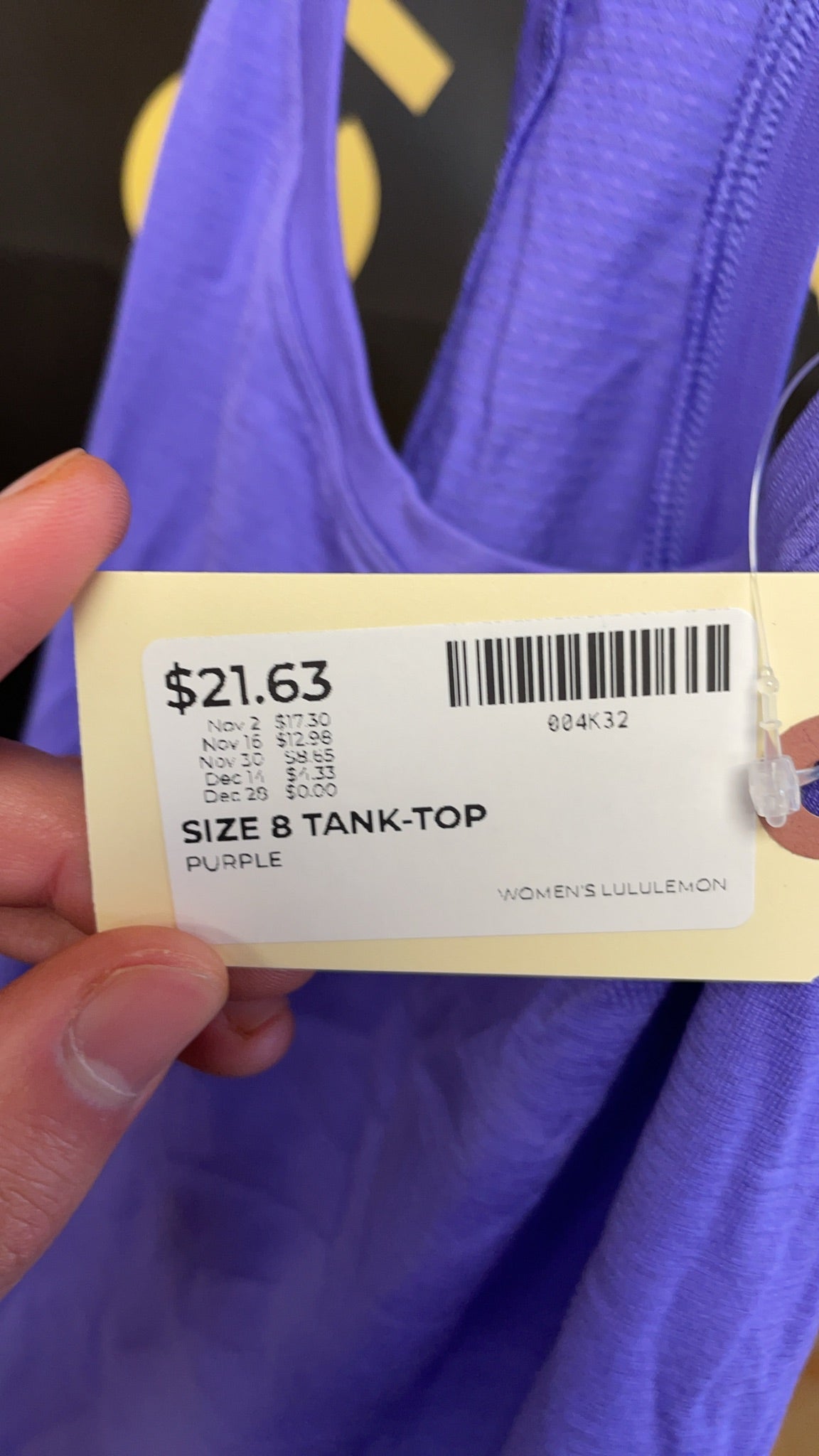 lululemon Athletica Racerback Tank Top Size 8 Purple