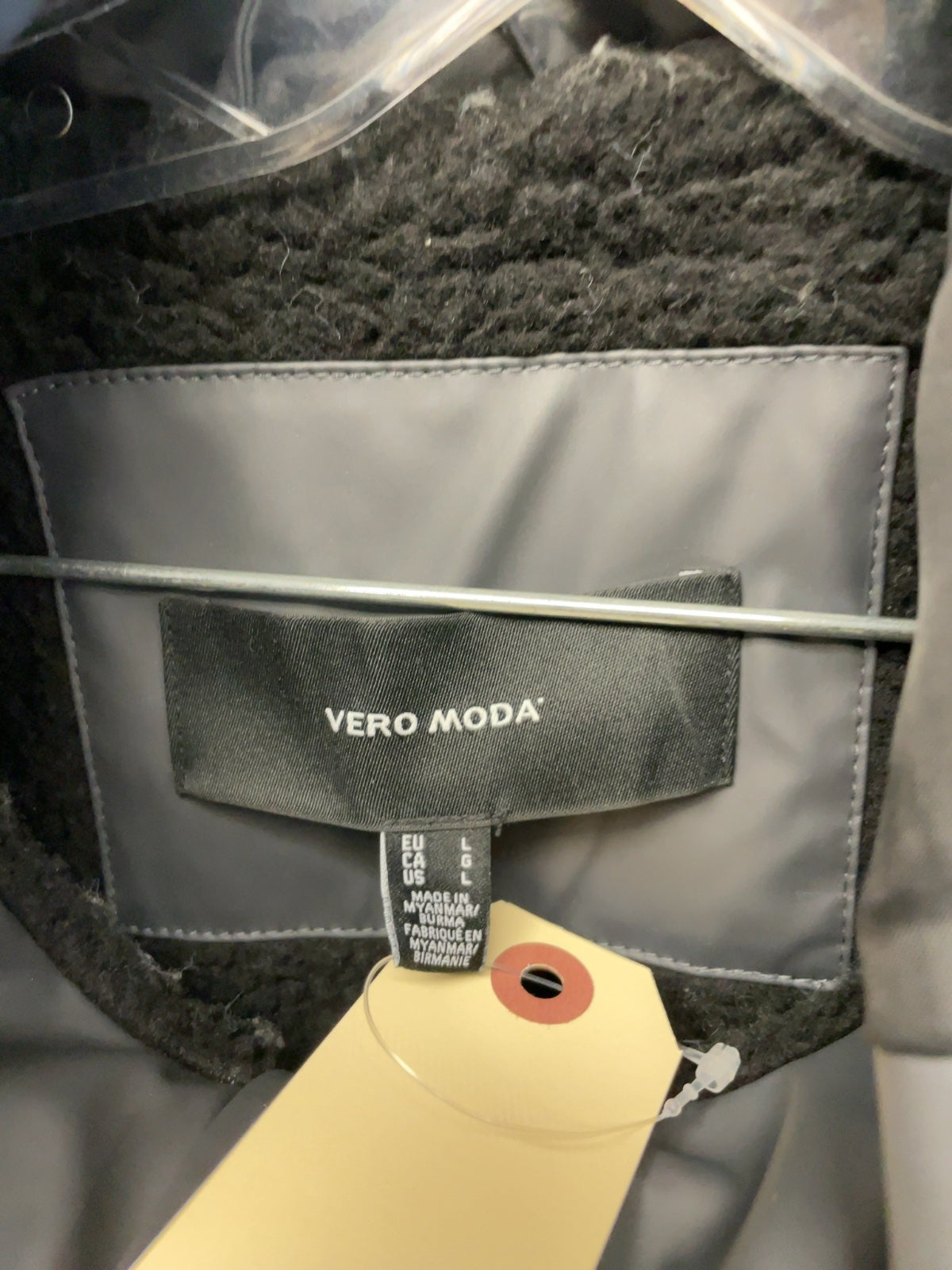 Vero Moda Hooded Rain Jacket Size L Grey
