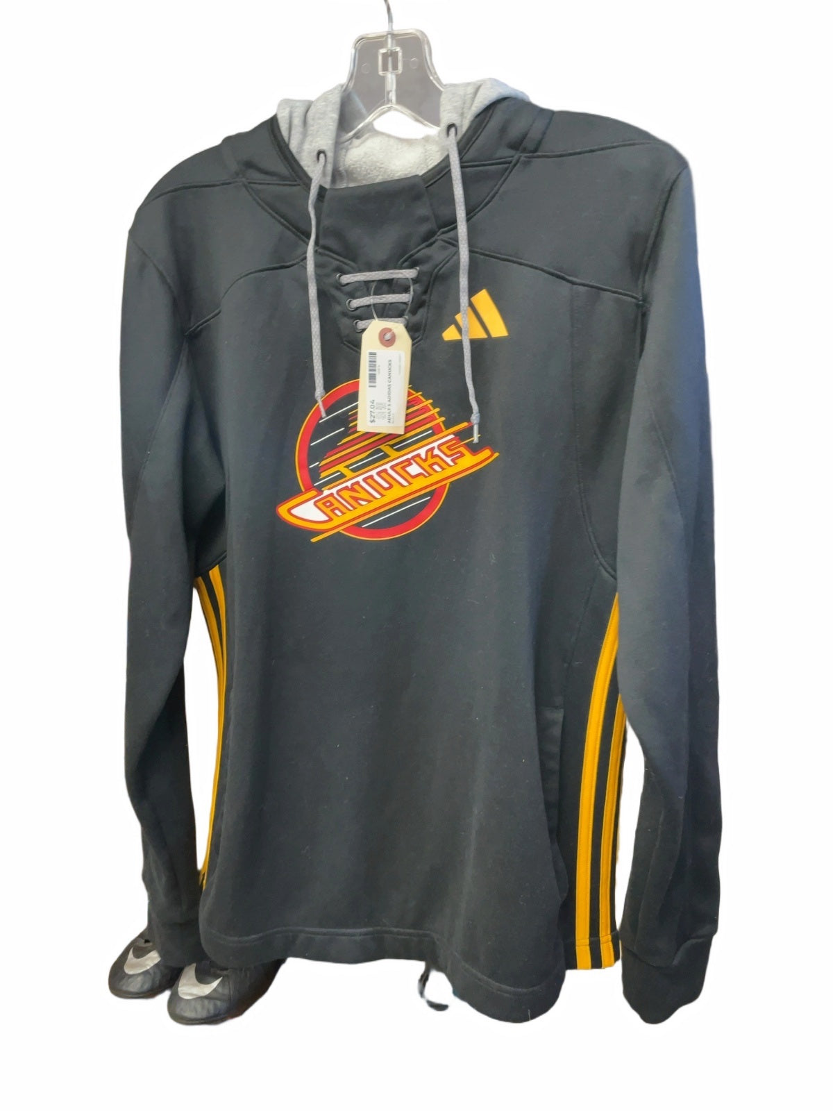 Adidas Vancouver Canucks Skate Logo Lace-Up Hoodie Size S