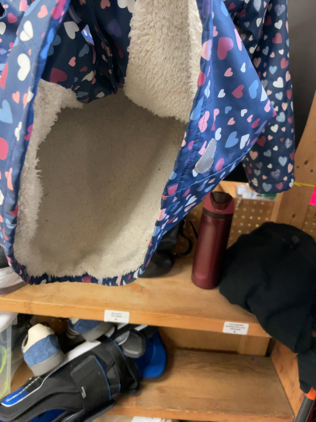Hatley Girls Size 8 Fleece-Lined Rain Jacket Hearts