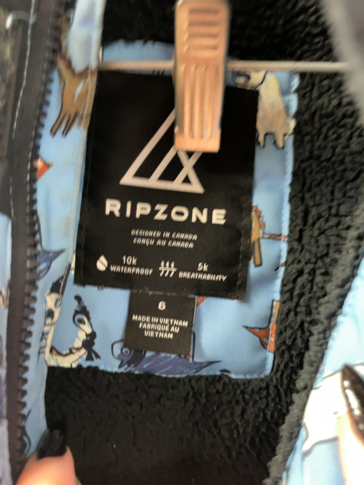Ripzone Dinosaur Print Ski Jacket Size 6