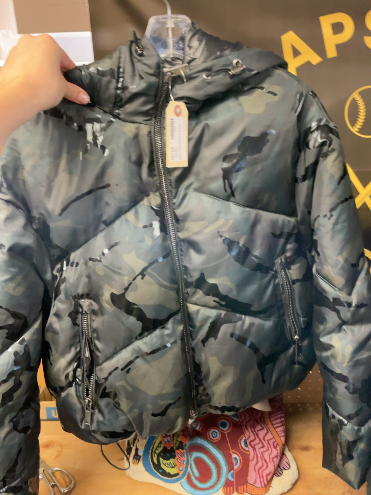 Zara Camo Puffer Jacket Size S
