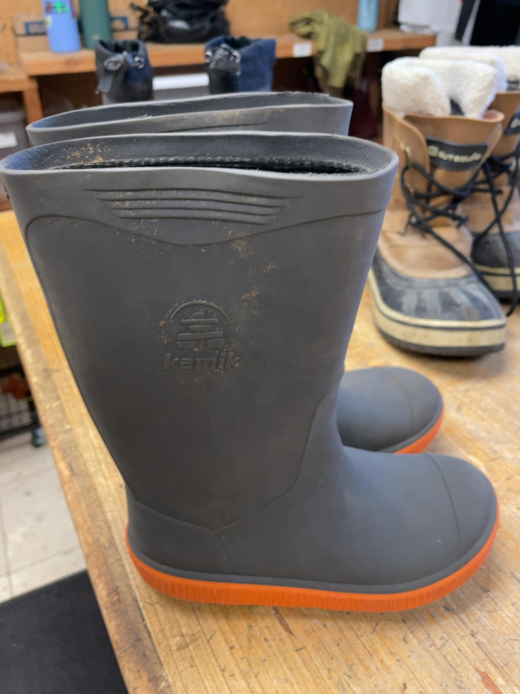 Kamik Rain Boots Size 13C Grey/Orange