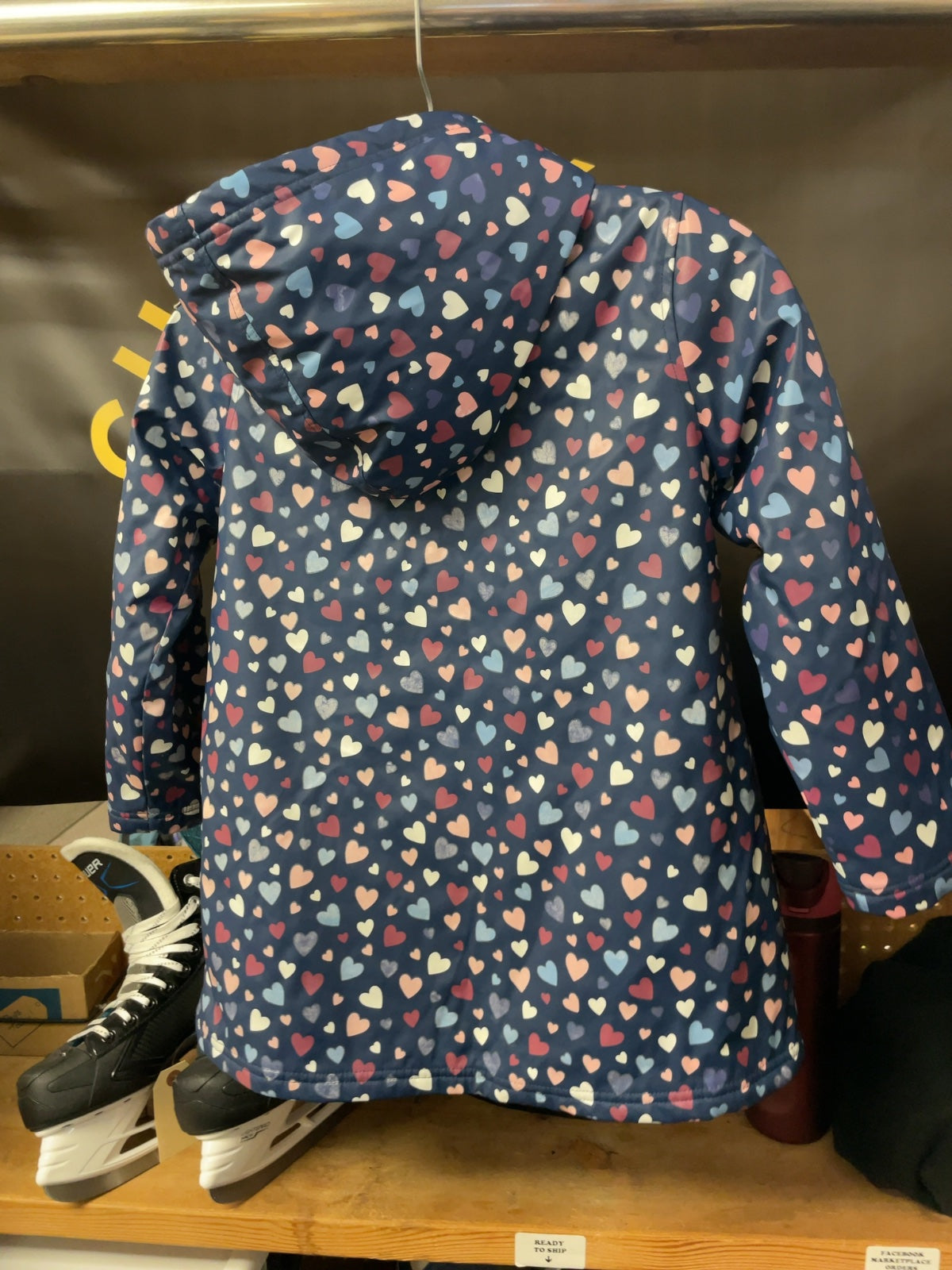 Hatley Girls Size 8 Fleece-Lined Rain Jacket Hearts