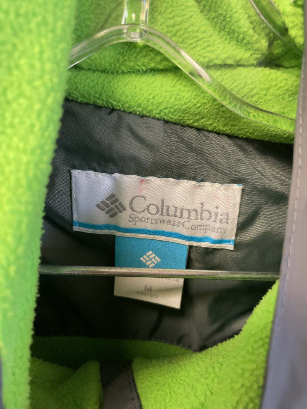 Columbia Hooded Rain Jacket Youth M (10/12) Grey/Green
