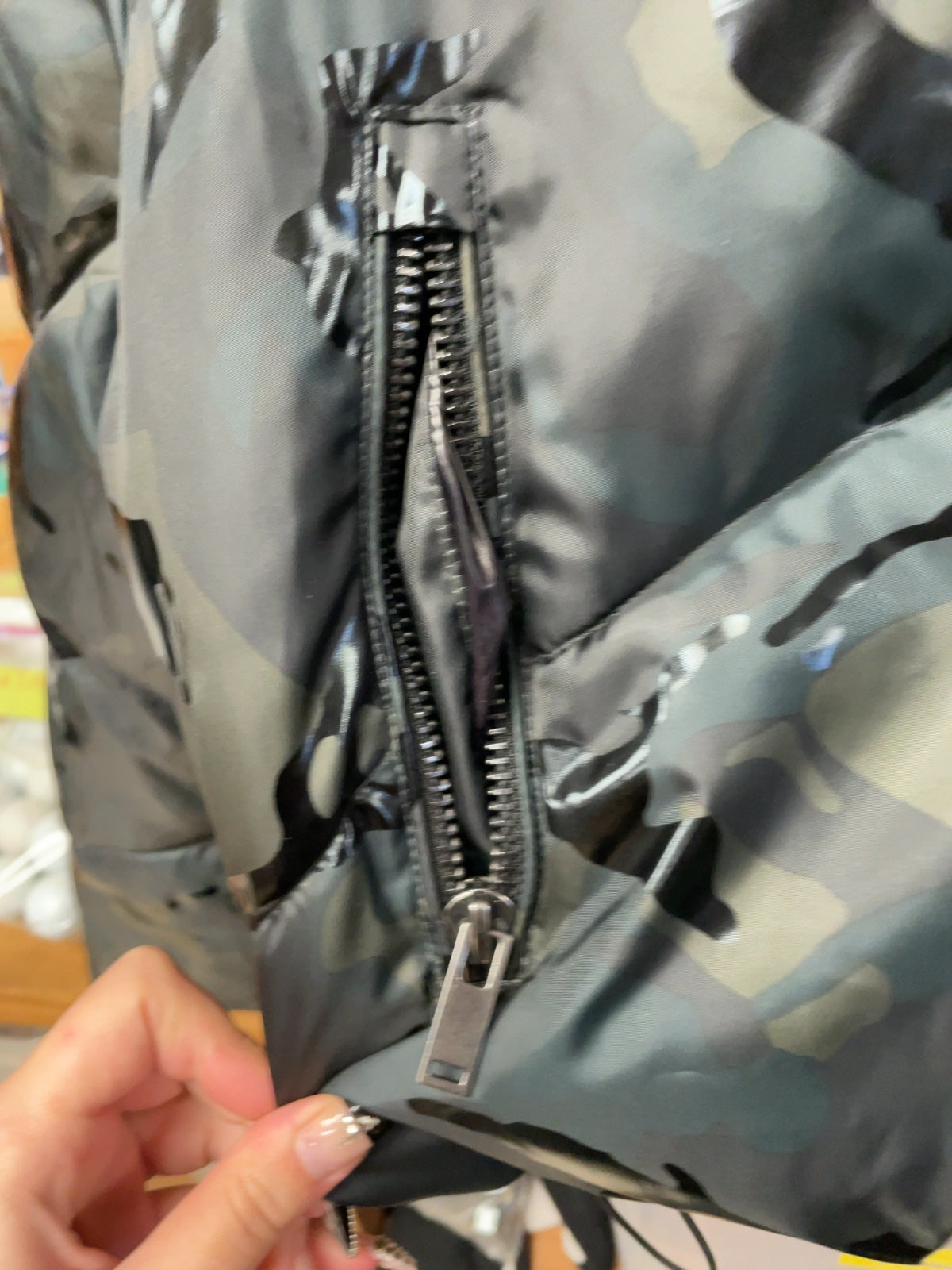 Zara Camo Puffer Jacket Size S