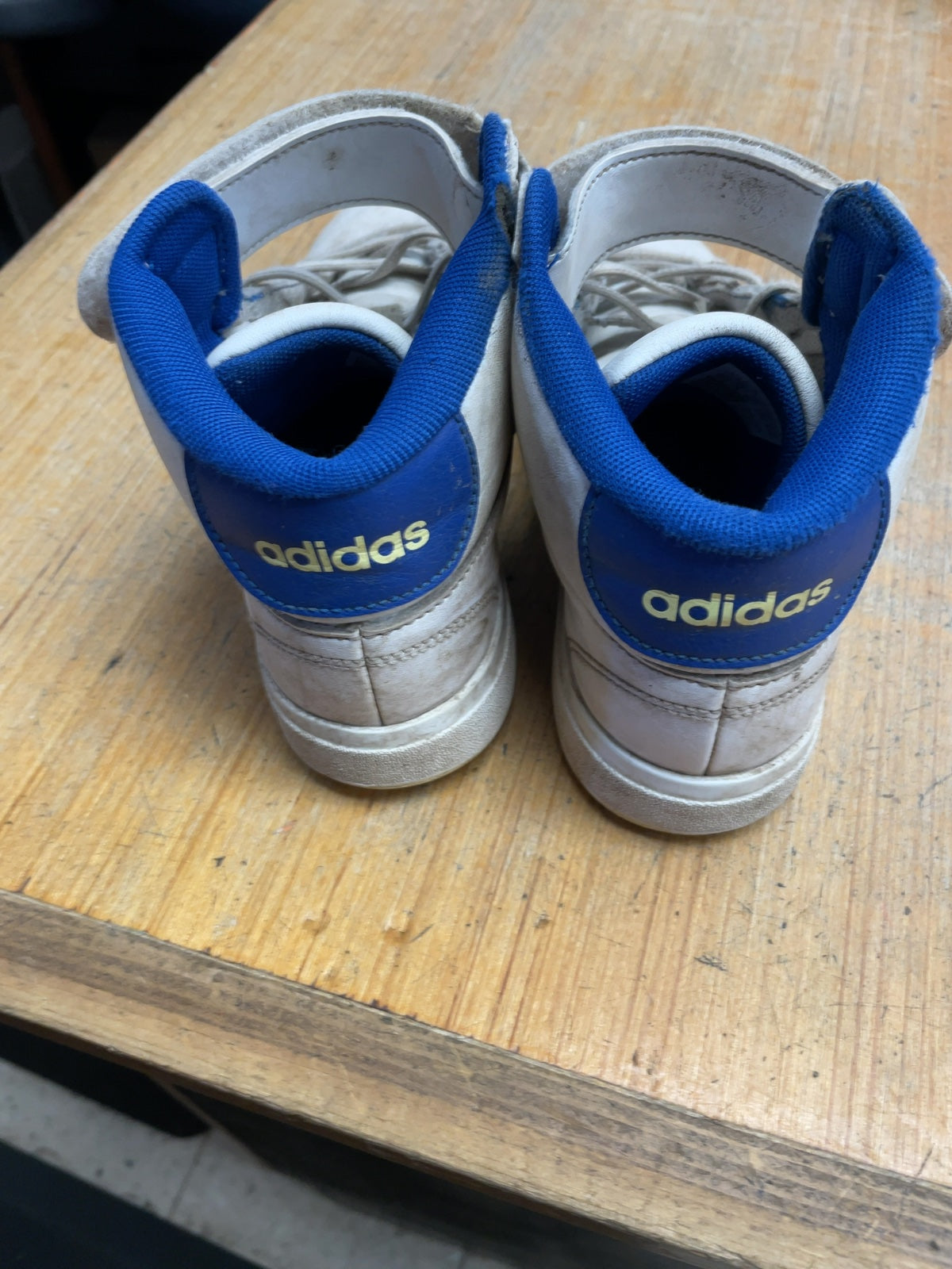Adidas High Top Sneakers Size 3.5 US White/Blue